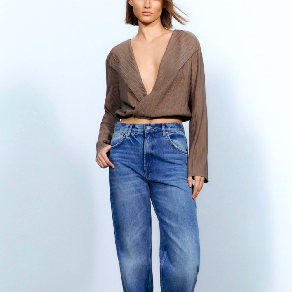 Zara Pleated Wrap Mink Top (M)